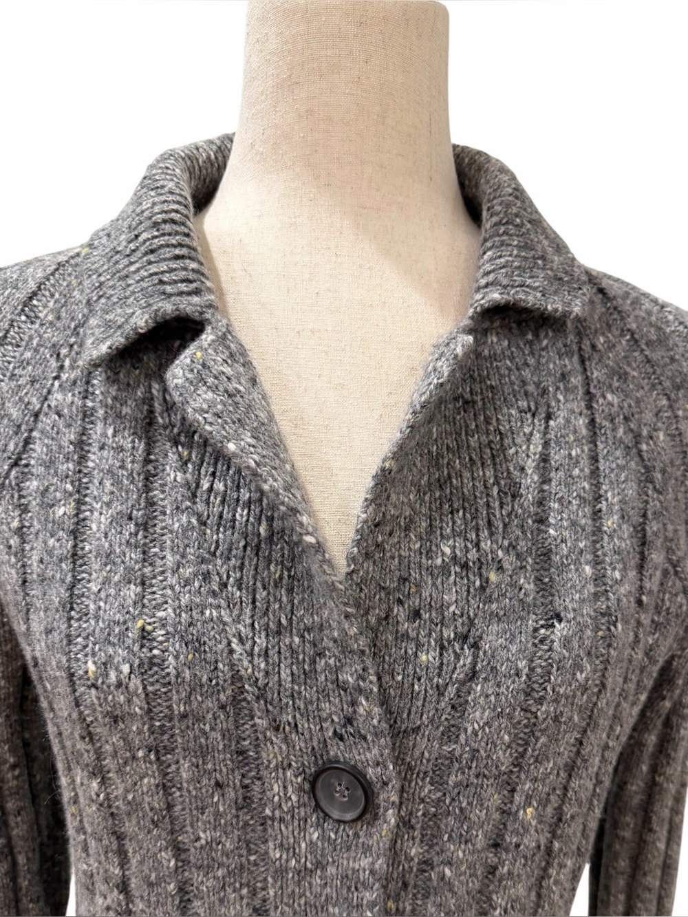 Lamberto Losani Italy Wool Cashmere Cable Knit Cardigan Jacket Gray M - Picture 2 of 6